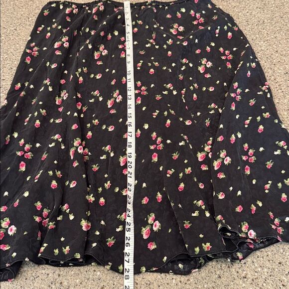 JONES NEW YORK Y2K Silk Pink Rosebud Floral A-Line Midi Skirt - Picture 4 of 8